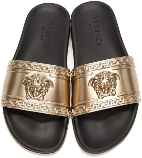 versace mens leather sandals|versace men's slides.